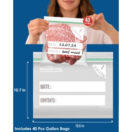 BEIDOU-PAC Gallon Food Storage Freezer Bags, 500 Count | Double Zipper, Freshness Easy Open Reclosable Clear Plastic Bags