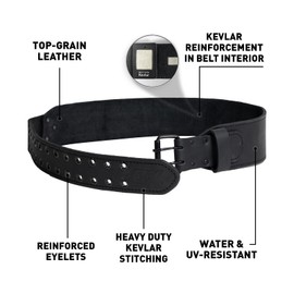 OX Tools 3-Inch Kevlar Reinforced XX-Large Leather Tool Belt - Water Resistant Leather & Nylon Construction Tool Belt with UV Protection Tool Pouch Utility Belt 42"-53" - XX-Large, OX-U268703