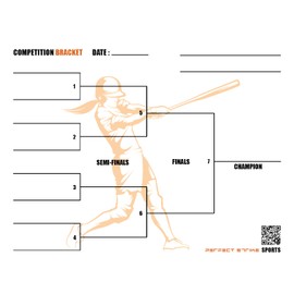 Perfect Strike Competition Brackets for Team Tournaments or Skills Competitions. Sheet Brackets for up to 8 Participants. Softball. 25 Bracket Sheets.