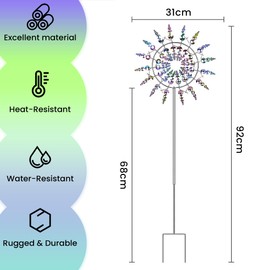 Shiawase Unique and Magic Metal Windmill, 3D Wind Powered Kinetic Wind Spinner Garden Metal, Wind Spinner Garden, Wind Powered Kinetic Wind Spinner for Garden, Patio, Lawn