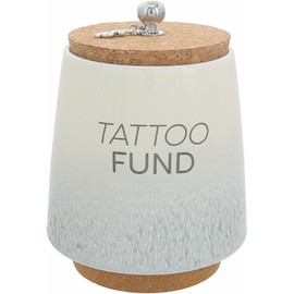Pavilion - Tattoo Fund 6.5-inch Unique Ceramic Piggy Bank Savings Bank Money Jar with Cork Base and Cork Lid, Ombre Gray