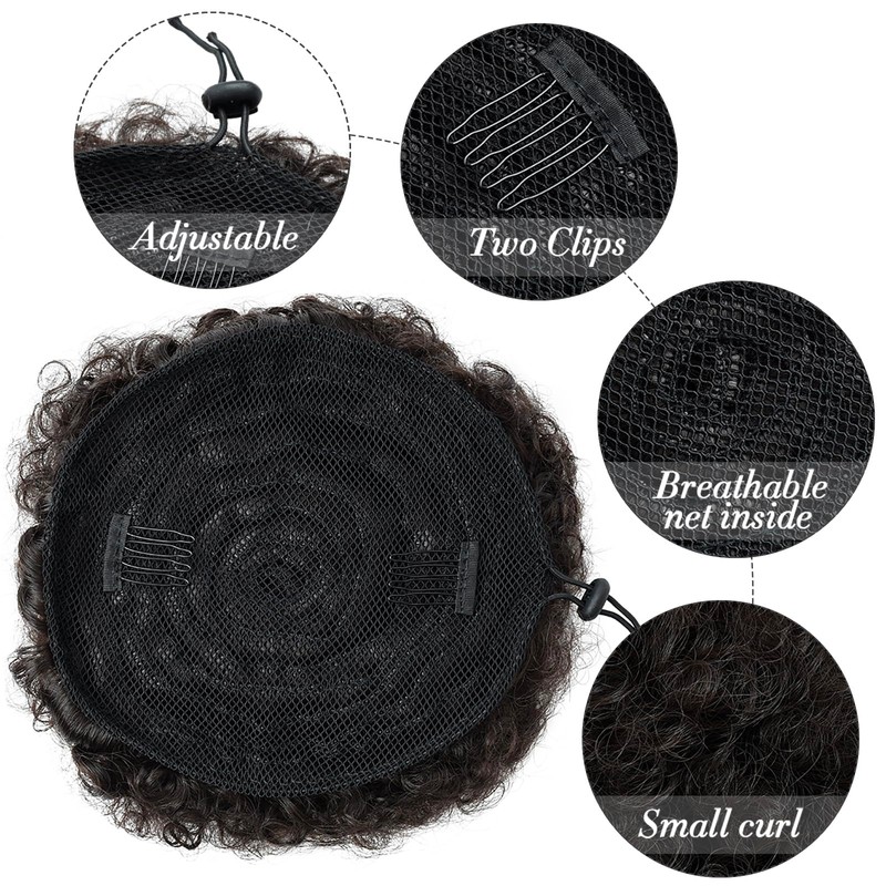 YAMEL Afro Puff Drawstring Ponytail Medium Bun Extensions Dark Brown