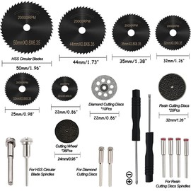 Cutting Discs Wheel Set for Dremel Drill Rotary Tool Accessories, HSS Circular Saw Blades Diamond Resin Cutting Wheel Kit with 1/8" Mandrels for Wood Plastic Metal Cutting