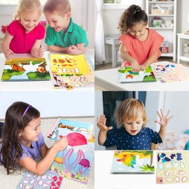 2PCS Sticker Books for Kids Ages 4-8 Animal Rainbow Themed Designs Party Gift Create 22 Pictures