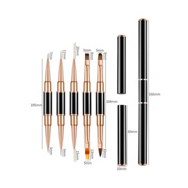 Nail Art Brushes Set, 5pcs Double-Ended Acrylic Nail Art Brushes Liner Detail Thin Brushes Nail Drawing Pen 3D Nail Art Decorations for Acrylic Application Salon at Home DIY Manicure