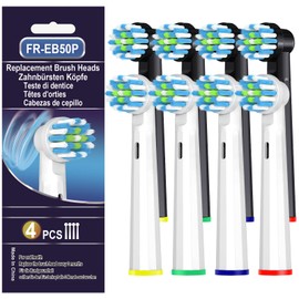 8 Pack Replacement Heads Compatible with Oral B Pro 1000 Electric Toothbrush Brush Heads Refill for Smart 1500 Cross/Floss/Sensitive/7000/5000, Black/White