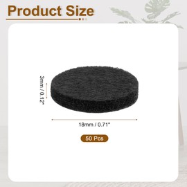 uxcell Round Felt Furniture Pads, 50Pcs 0.7" Dia x 0.2" Thick Adhesive Backed Felt Non-Slip Anti-Scratch Felt Pads Chair Leg Protectors for Protecting Hardwood Floor, Black
