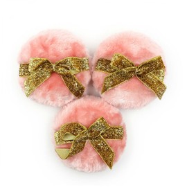 VICASKY 2PCS Long Plush Powder Puff for Skin Care Soft Glitter Bowknot Band Gentle Delicate Skin for Adults Premium Quality Supplies