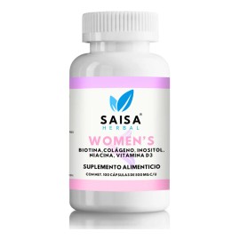 Colágeno + Biotina Mujer SAISA HERBAL | 100 Caps | Cabello Piel Uñas + Vitamina D3 e Inositol | Sabor Natural