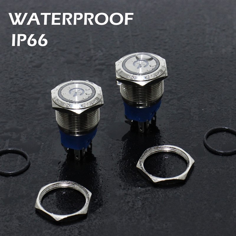 DMWD 2PCS 22mm Latching Push Button Switch 12V-24V On/Off 1NO