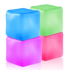 AMFUN 4PCS Stress Balls, Squishy Cube Fidget Sensory Ball for Kids & Adults, 4 Colors Ice Cube Fidget Toys, for ADHD Autism, Stress Relief, Anxiety Relief