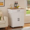 MAHANCRIS Kitchen Island on Wheels with Drop Leaf, Folding Countertop