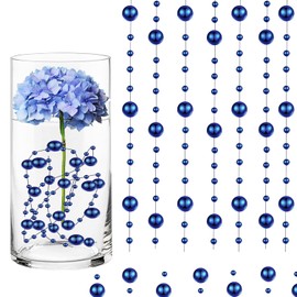 50Pcs Floating-Look Pearl Strings for Floating Candles, Faux Pearls for Vase Filler, Centerpiece Table Decorations for Wedding, Party, Event