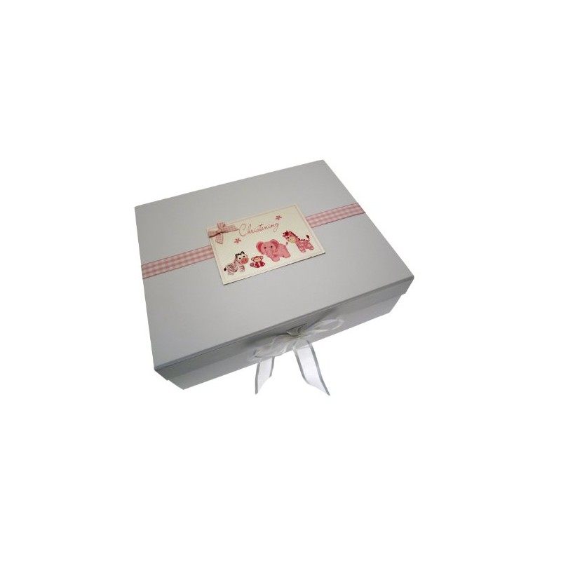 White Cotton Cards Christening A4 Keepsake Box (Pink)