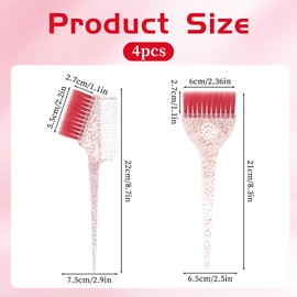 4 Pcs Hair Dye Brush Set, Precision Hairline and Root Application, Hair Dye Comb for Salon Use Home Diy Dyeing