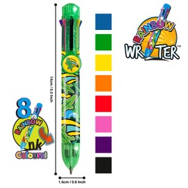 Rainbow Writer - Crocodile, Multicolour Pen from Deluxebase. 8 in 1 retractable ballpoint pen, great novelty pens for kids and ideal office or school supplies