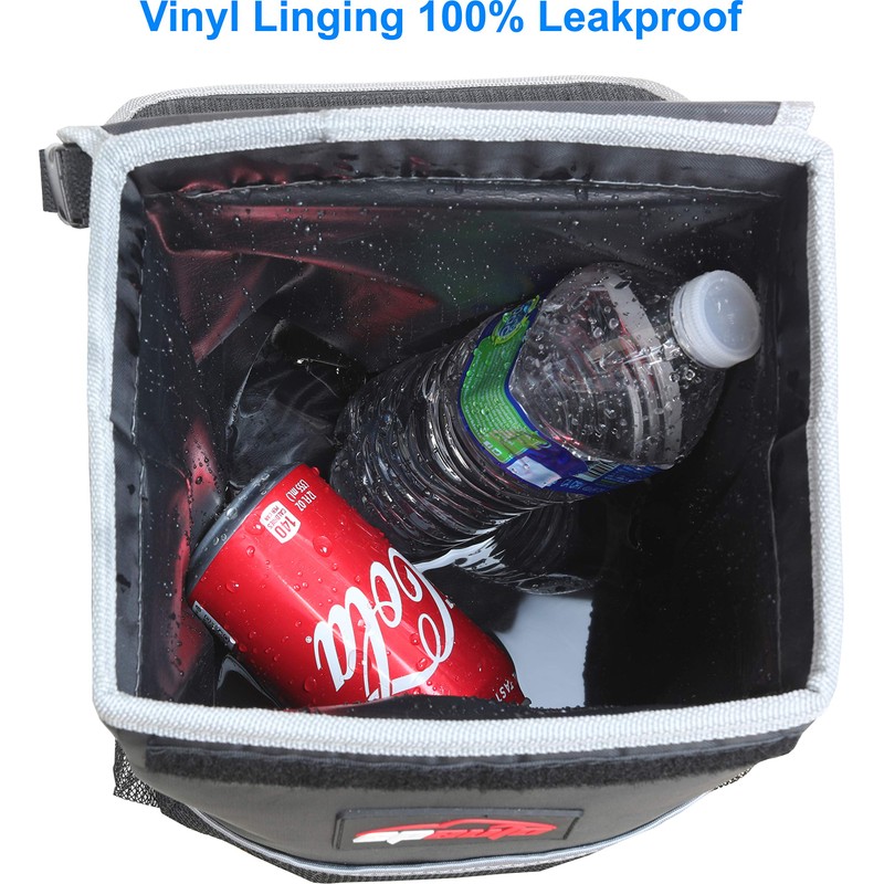 EPAuto Waterproof Car Trash Can with Lid and Storage Pockets,