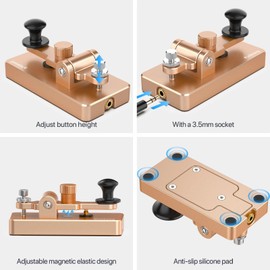 PUTIKEEG Amateur Radio Key Paddle Morse Train Machine - Magnetic Feedback Manual Upright Electric Key, Rebound Rebound Magnetic Circuit on Camping or Pota, Sota, Rota, and/or Cabin