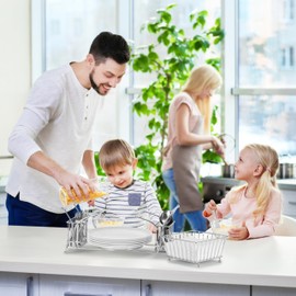 Sorbus Utensil Caddy — Use For Napkin, Cutlery, Plate Holder — Stackable Flatware Caddy, Tabletop Organizer — Ideal for Dining Table, Party, Buffet, Kitchen, Entertaining (Silver)