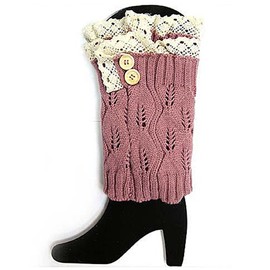 Falari Women Crochet Knitted Leg Warmer IW0020-Pink
