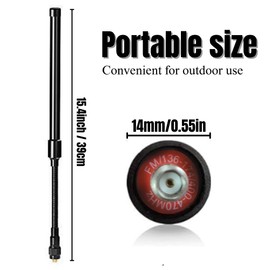 KETELESE Tactical Antenna Dual Band for Walkie Talkies,136-174 400-470 MHz 15.4" SMA Female Whip Antenna for Two Way Radio (Antenna Only)