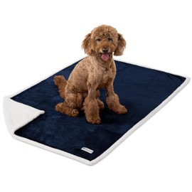 PetAmi WATERPROOF Dog Blanket for Medium Large Dog, Pet Puppy Blanket Couch Cover Protection, Sherpa Fleece Cat Blanket, Sofa Bed Furniture Protector Reversible Soft Plush Washable, 60x40 Navy Blue