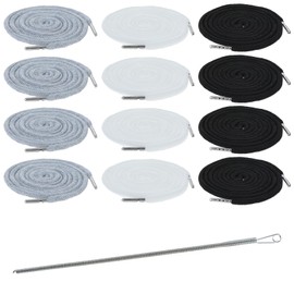 12Pcs Drawstring Cords Replacement 51 Inch Cotton Hoodie String Universal Drawstrings for Sweatpants Shorts Pants Jackets Elastic Drawstring with Easy Metal Threader