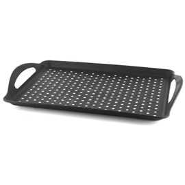 MDLUU Non-Slip Serving Tray with Handles, Food Serving Platter, Set of 2, Black
