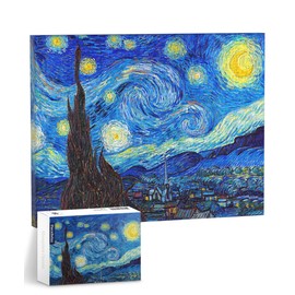 PieceRelax Puzzle Canvas Wall Art 366 Plastic Pieces for Adults - Vincent Van Gogh - The Starry Night - Unique Gift & Home Décor with Jigsaw Puzzle Artwork for Living Room Bedroom [HN1306]