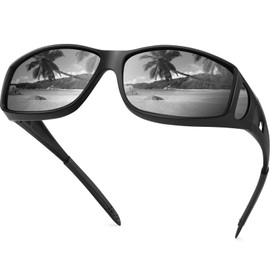 Each Cool Polarized Sunglasses Fit Over Glasses for Men Women – UV400 TAC Lenses, Anti-Glare, HD Clarity for Outdoor Activities & Sports & Driving (Matte Black Frame Dark Gray Lens)