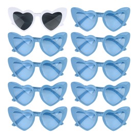 Jaciya Heart Shaped Sunglasses for Women Bachelorette Party Bridal Shower - Blue Heart Disco Wedding Accessories