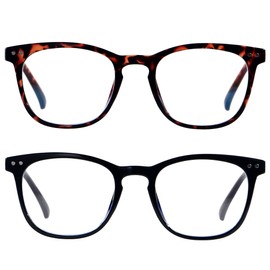 ANDWOOD Blue Light Blocking Glasses Women Men Computer Small Face Frame Bluelight Blocker Teens Square Frame 2 Pack Black Tortoise