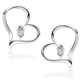 LOVENEST Heart Earrings 925 Silver Women's Filigree Heart Stud Earrings Small Silver Heart Earrings I Love You Gifts for Women Girlfriend Her Gift Idea Birthday Anniversary Wedding Anniversary,