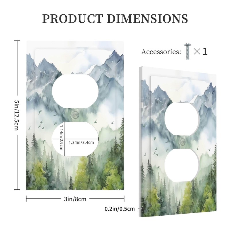 ybclf Rustic Green Misty Forest Tree Outlet Covers Light Switch