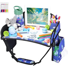 WENRENER Kids Travel Tray, Travel Tray for Kids Car Seat, Toddler Car Seat Lap Tray, Carseat Tray for Kids Travel, Carseat Table Tray for Kids Travel Activities (Blue)