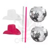 Grupo Carnavallia 2 Vaso Bola Disco Sombrero Texano Blanco Rosa
