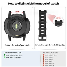 U-LIMVE Watch Band for Garmin Instinct 3 Amoled 50mm/Instinct 3 Solar 50mm, 26mm Silicone Replacement Watch Strap