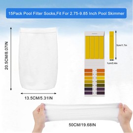 Pack of 15 Pool Skimmer Socks, Swimming Pool Skimmer Socks, Pool Filter Net Reusable, Water Filter Sock, Swimming Pool Accessories, for Slag, Leaves, Scum, Removed, Pollen, Insects