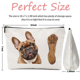 XFN French Bulldog Gifts, Dog Lovers Gifts for Women, Bulldog Lovers Cosmetic Bag Travel Pouch for Women Girls Daughter Friendship Graduation Birthday, Brown