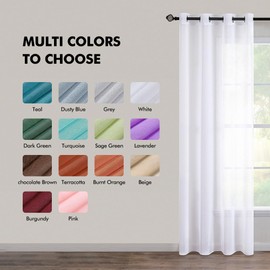 MIULEE 2 Panels White Semi Sheer Window Curtains Elegant Decoration Grommet Top Window Voile Panels/Drapes/Treatment Linen Textured Panels for Bedroom Living Room (54X54 Inches)