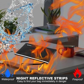 Fireproof Waterproof Money Document Bag - Safe Zipper Bags with Reflective Strip, Fire & Water Proof Storage Organizer Pouch for Important Documents Holder,File,Cash,Jewelry,Passport (10.6" x 6.7")