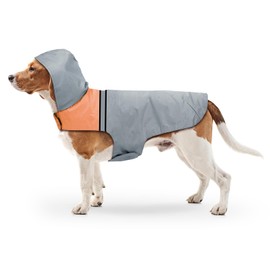 Havenfly Impermeable para Perros con Capucha con Rayas Reflectantes, Disponible por la Noche, Impermeable y Más Ligero, Color Gris, Más Resistente a la Suciedad,Adecuado para Perros (Large)
