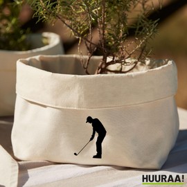 Huuraa Utensilo Golf Silhouette Gift 8 Litre Large Canvas Cotton Storage Basket Golf Decoration