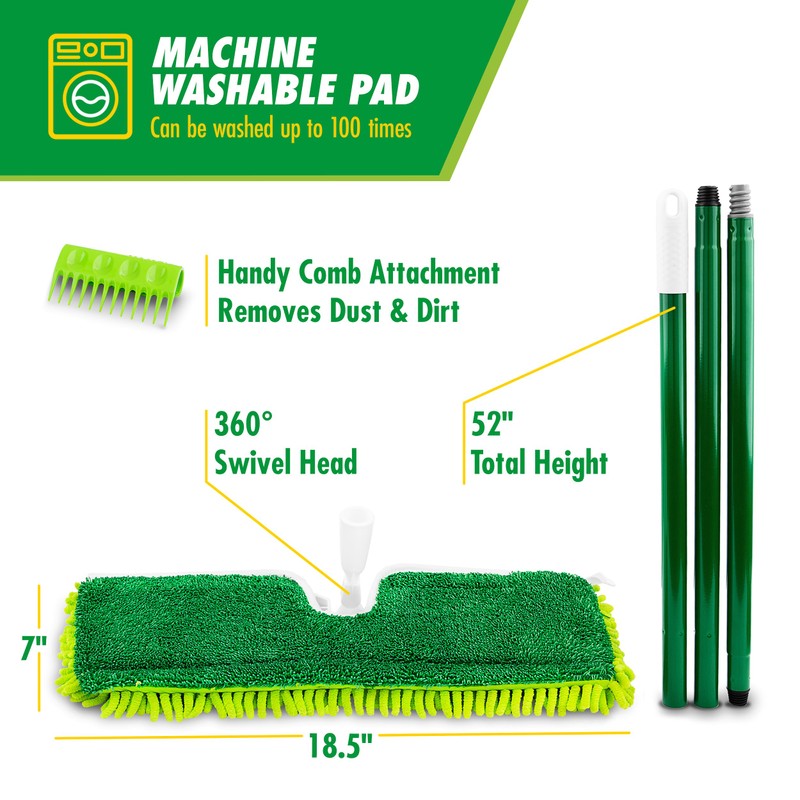 Libman 18" 2-Sided Microfiber Dust Mop, Double Sided Dry Wet