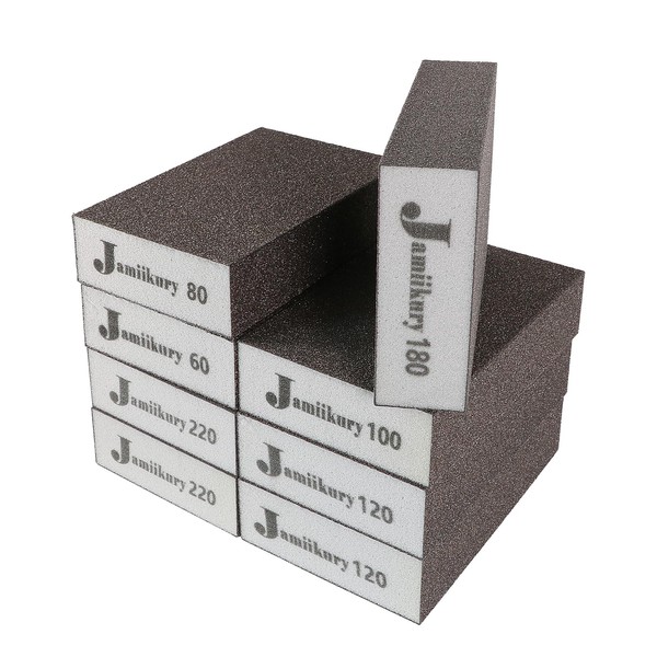 Jamiikury 8pcs Sanding Blocks Assortment Kit, Sponge Sand Block Washable