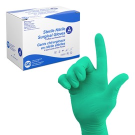 Dynarex Sterile Nitrile Surgical Gloves, Powder-Free and Puncture-Resistant Nitrile Gloves, Used in Hospitals, Surgery Centers and More, 6 Mil., Size 7, 1 Box of 50 Surgical Gloves, White