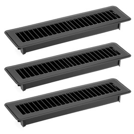 Sumnacon Floor Register 2 x 12 Inch Metal Floor Vents 3 Pack Floor Vent Covers with Adjustable Air Supply Lever, Rust Proof Vent Cover 2x12'',Decorative Vent Covers for Home Floor,Black