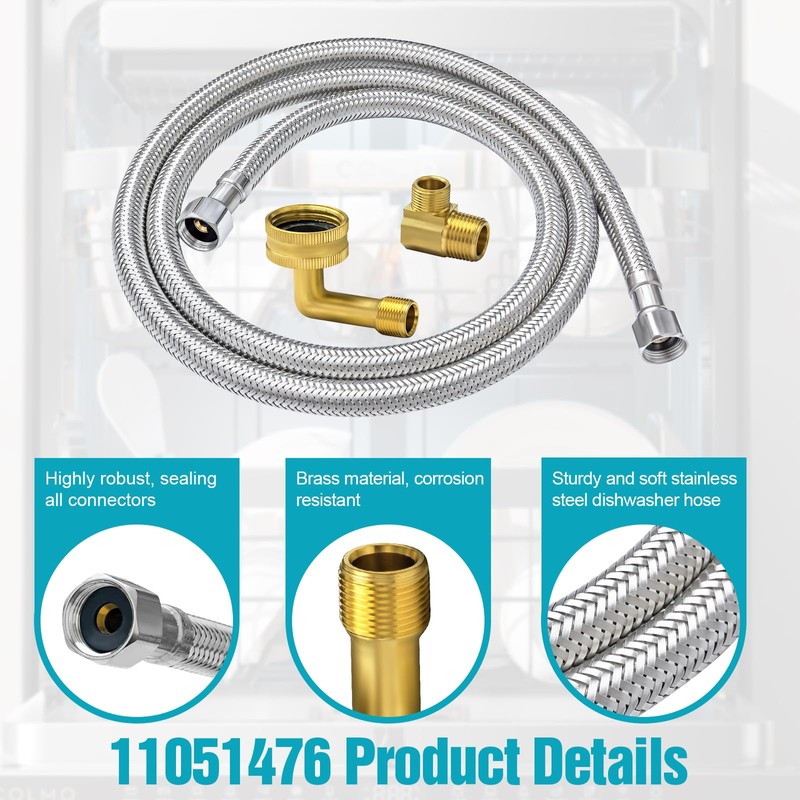 11051476 Dishwasher Water Supply Hose Kit Replacement for SMZSH002UC, SMZSH1ABUC