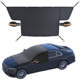 lootaan Windshield Cover for Ice and Snow - Heavy-Duty Winter Frost Guard with Side Mirror Pockets, Waterproof All-Weather Windproof Car Window Cover for Cars, Trucks, SUVs