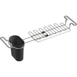 KOHLER K-5473-CHR Multi-Purpose Over-The-Sink Drying Rack, Caddy with Kitchen Towel Bar Holder, Soaking Cup. Expandable 14.6" to 17.6", 17.625 x 5 x 5.25, Charcoal